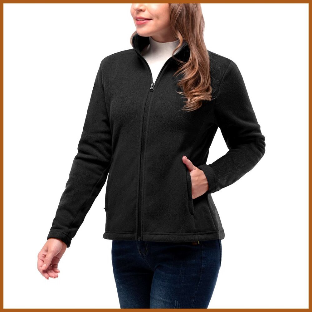 Soft Polar Fleece Jacket with Zipper and Pockets for Winter